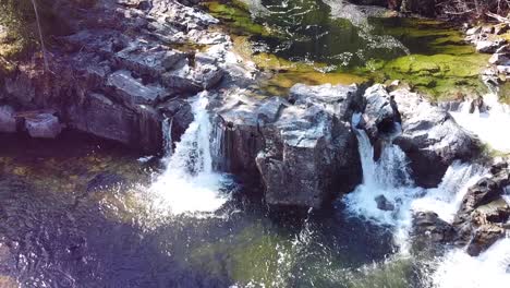 Green-Water-of-Kennedy-River-Falls-Waterfall-on-Vancouver-Island,-Canada