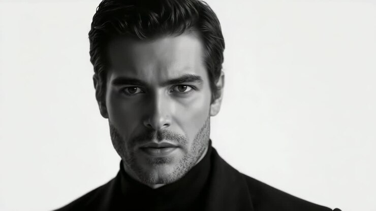 retrato en blanco y negro de un hombre