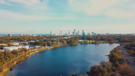 4k aerial video rising shot of downtown st petersburg from crescent lake park