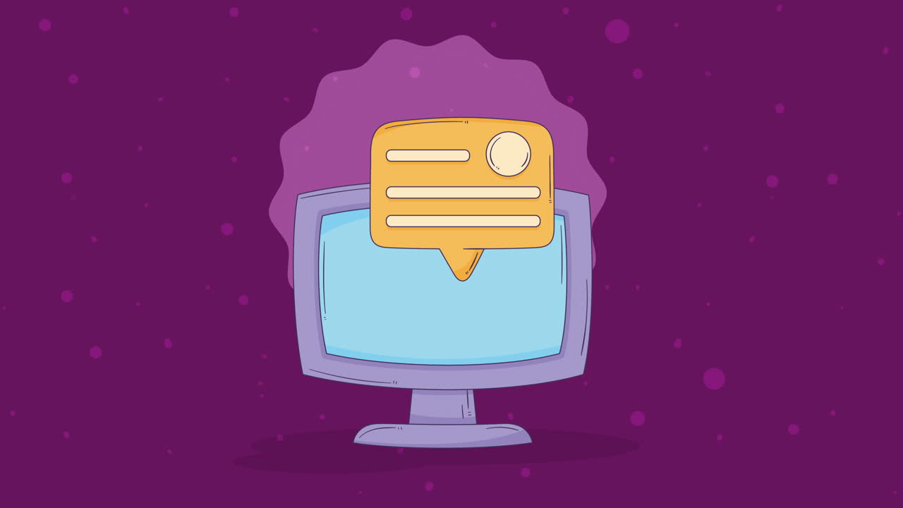 monitor de computadora con burbuja de habla