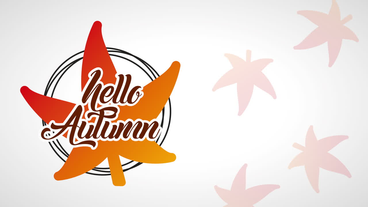 ciao stagione autunnale con l'animazione delle foglie