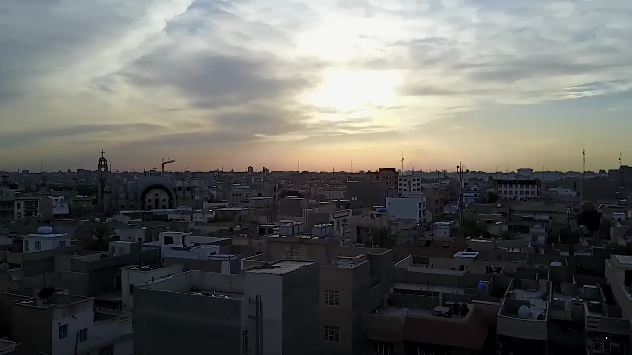 aerial footage of  Church in Baghdad, iraq