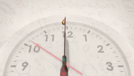 animación de la jeringa y el reloj sobre la fórmula química sobre fondo blanco