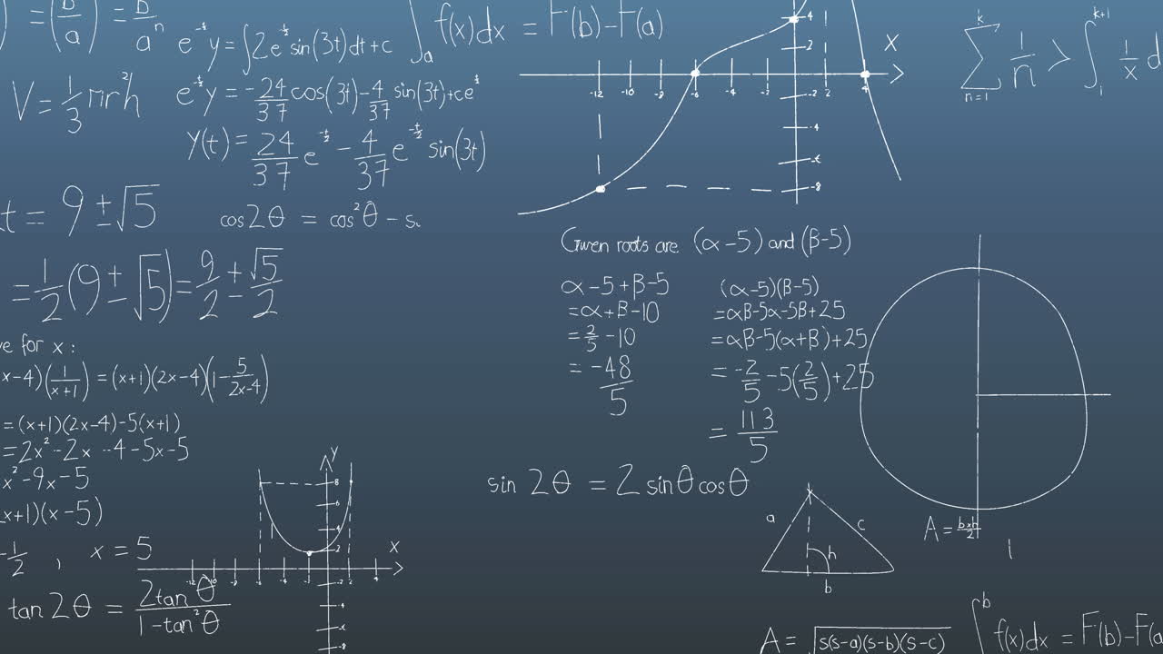 animación del procesamiento de datos matemáticos sobre un fondo oscuro