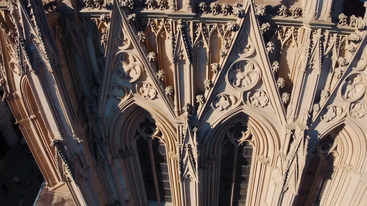 Detailed View of a Gothic Cathedral Facade