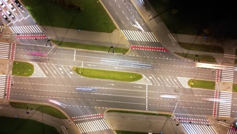 hyperlapse or dronelapse aerial view of highway road junctions cross over han river in seoul city south korea