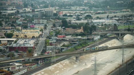 Train-Crossing-the-LA-River-in-the-day-time