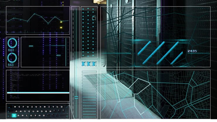Animasjon av databehandling med koblinger over dataservere