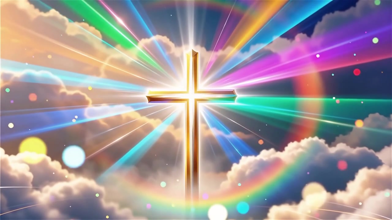 Christian Cross Heavenly Light Worship Background