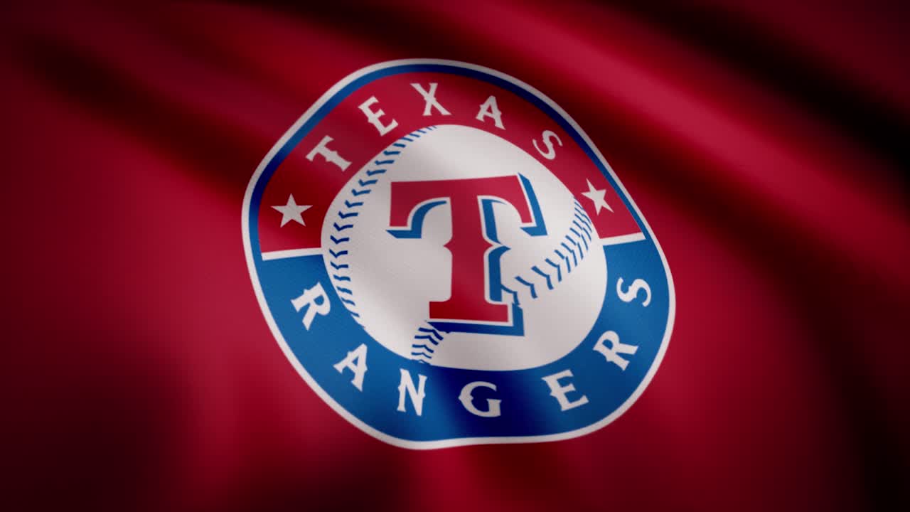 el logotipo de béisbol de los rangers de texas en una bandera