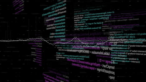 animation of data processing and diagrams over black background