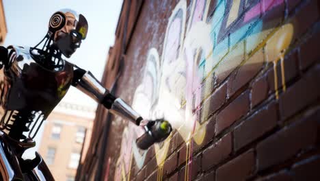 a robotic artist creating vibrant street art: the merging of technology and creativity in urban graffiti expression
