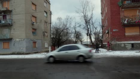 life in ukraine during a military attack from russia. sloviansk city.