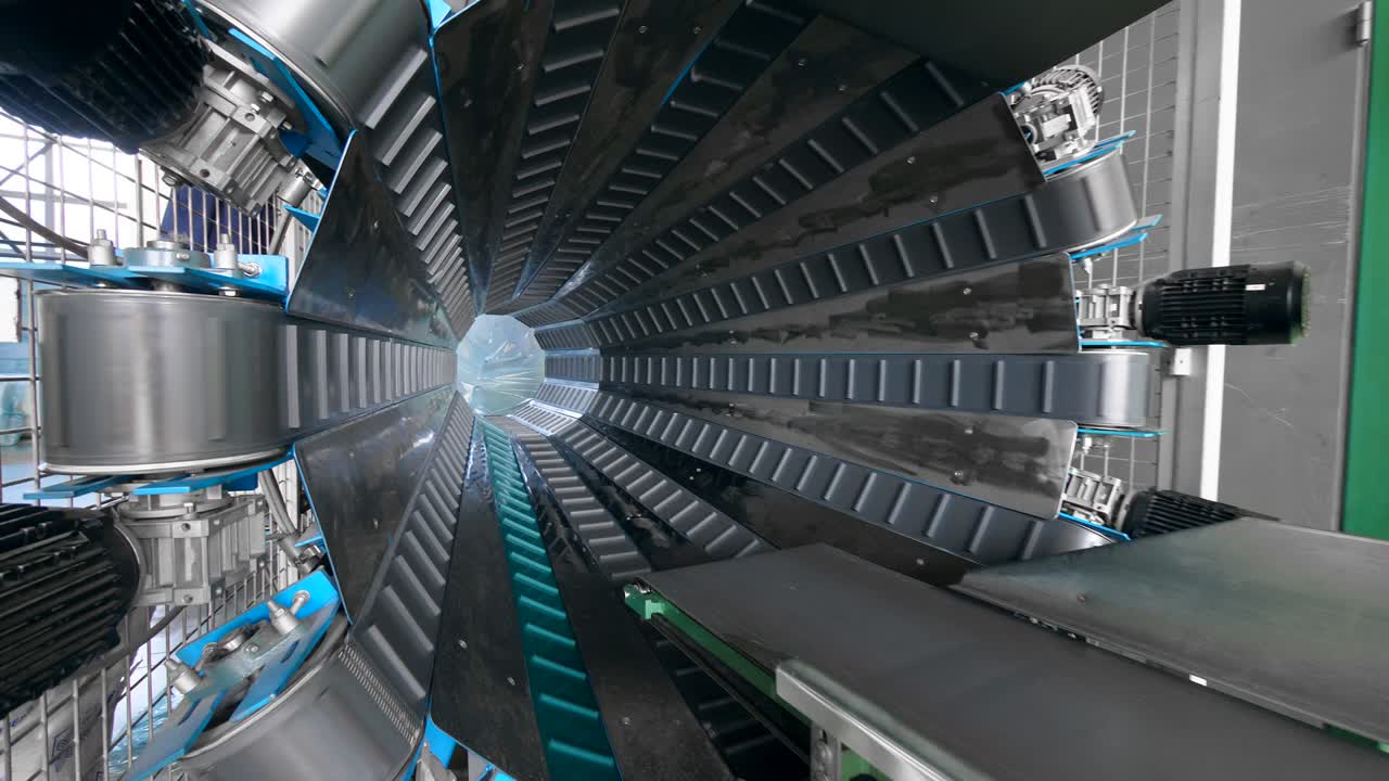 Big automated conveyor in work at a nonwoven fabric plant.