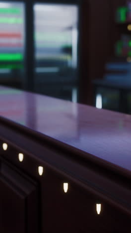 dark restaurant counter with illuminated lighting