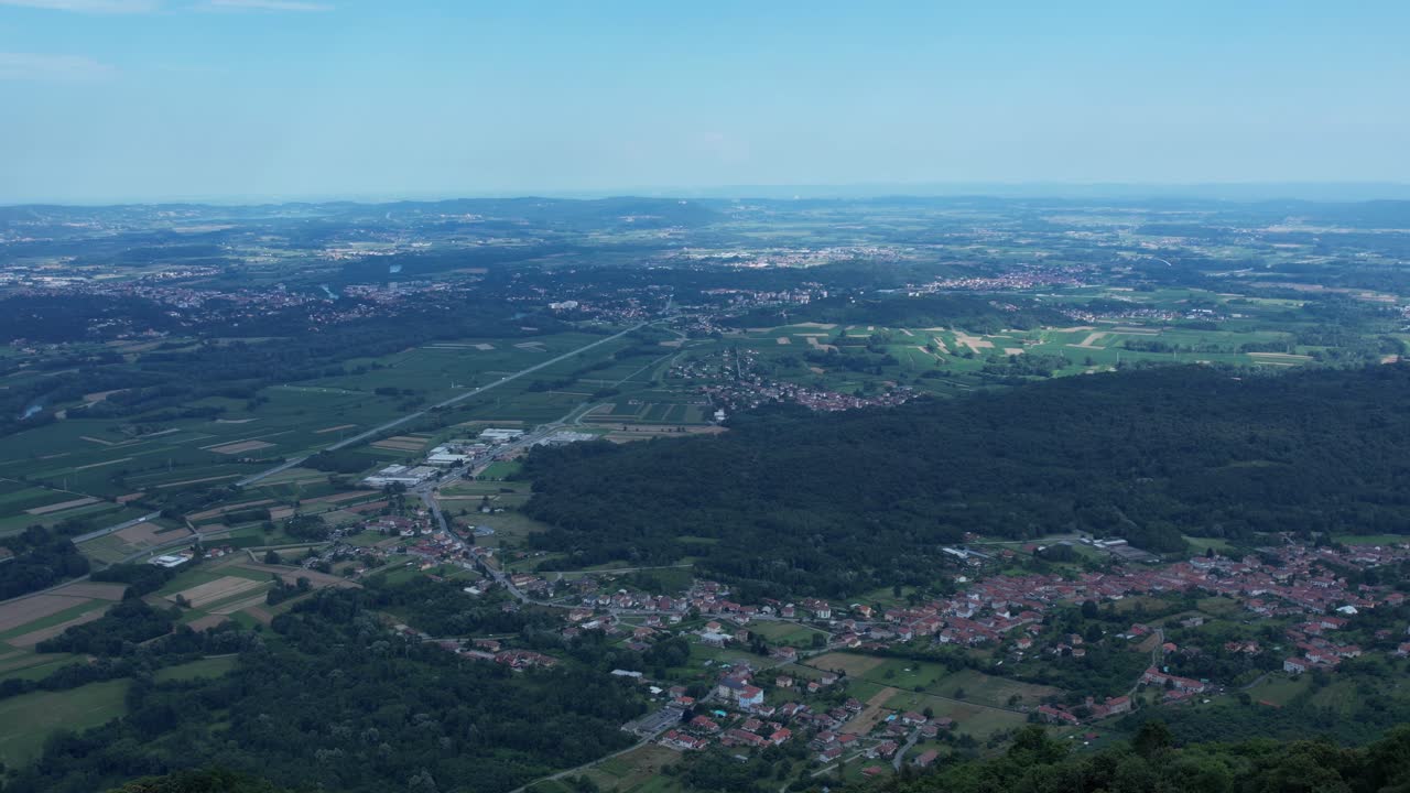 Aerial Scenic view fro Meugliano Lake in Val di Chy or Valchiusella, near Brosso town, Ivrea, Italy slow motion drone shot