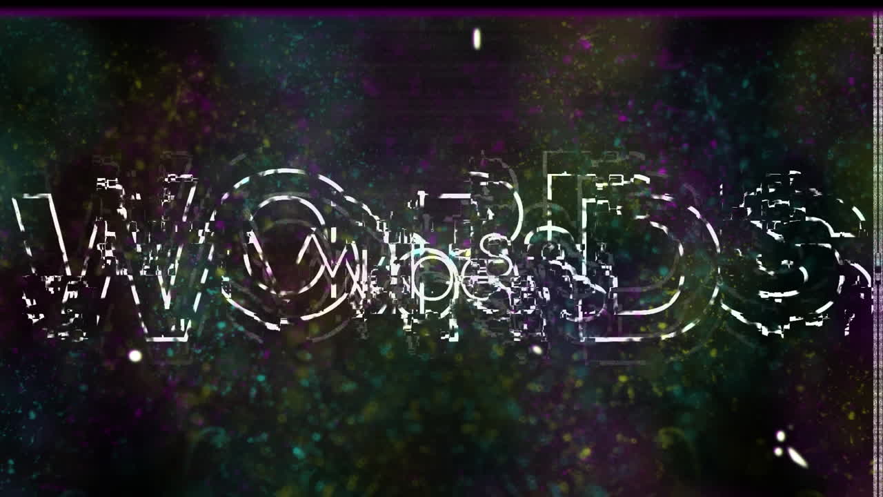 animación de vibraciones texto y interferencia en fondo negro.