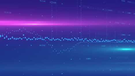 animation of data processing and light spots over blue background