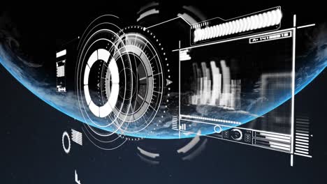 animación de los datos de la interfaz digital en todo el mundo