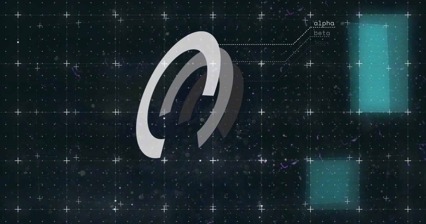 All'avvio, archi ad anello 3D che sfumano e si sovrappongono in un logo rotante, con raggi luminosi per la rivelazione del brand.