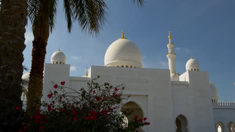 sunny day abu dhabi grand mosque front entrance side panorama 4k united arab emirates