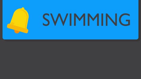 swimming text on notification bubble from portable information device screen.