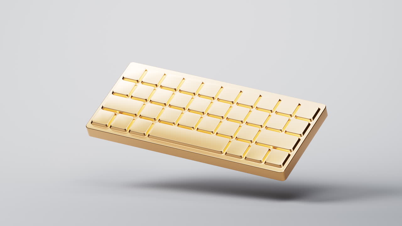 A golden computer keyboard, 3d rendering.