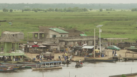 small village arbor busy with maritime traffic in benin africa