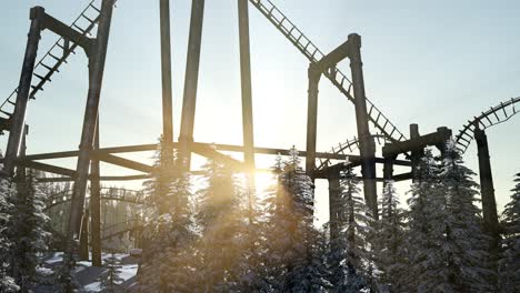 old roller coaster at sunset
