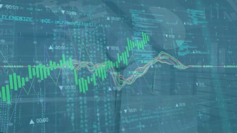 animación del procesamiento de datos financieros a través de la turbina eólica