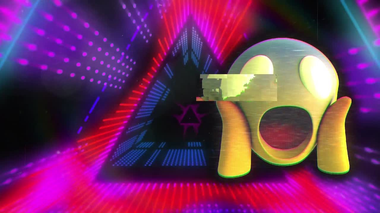 animación del icono de emoji sobre el túnel digital