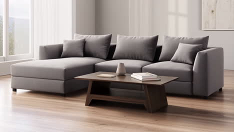 modern grey sectional sofa in a stylish living room