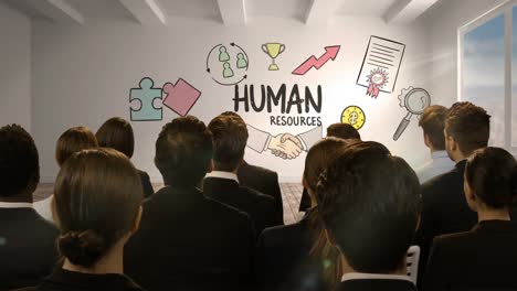 Gente-De-Negocios-Mirando-Una-Pantalla-Digital-Que-Muestra-Recursos-Humanos