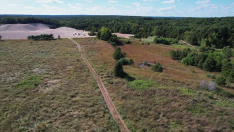 aerial view over the big river management area , and sand dunes in west greenwich.