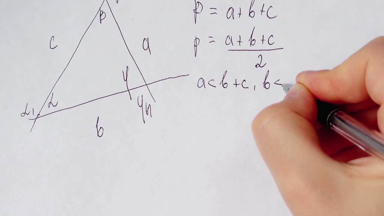 Writing of mathematical formulas on paper. Work of the mathematician