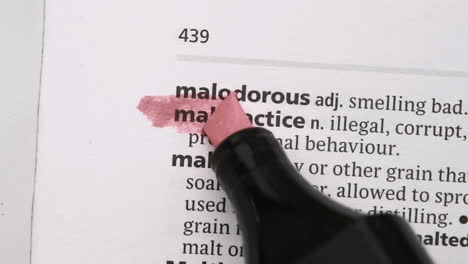 malpractice highlighted in pink