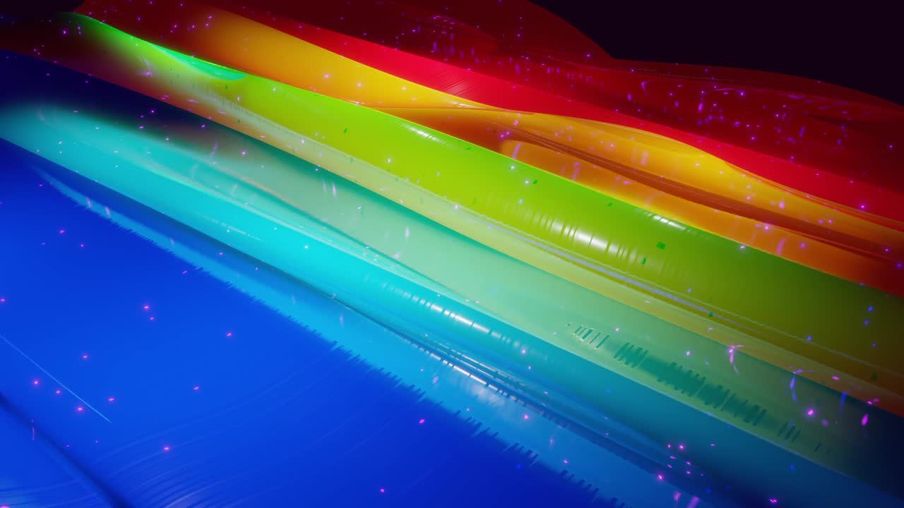 아름다운 파동, 빛나는 반이는 빛, 밝은 색 gradient, 무지개와 빛나는 선의 색상과 함께 추상적인 3d 표면. 파동은 매우 반이는, 반이는 표면에서 빛나는 빛과 함께 실행됩니다.