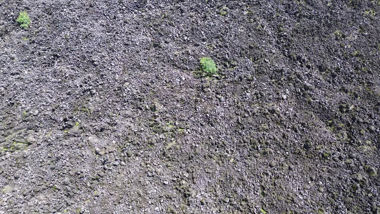 las historias del volcán ceboruco cubren el camino de magma negro con rocas congeladas.