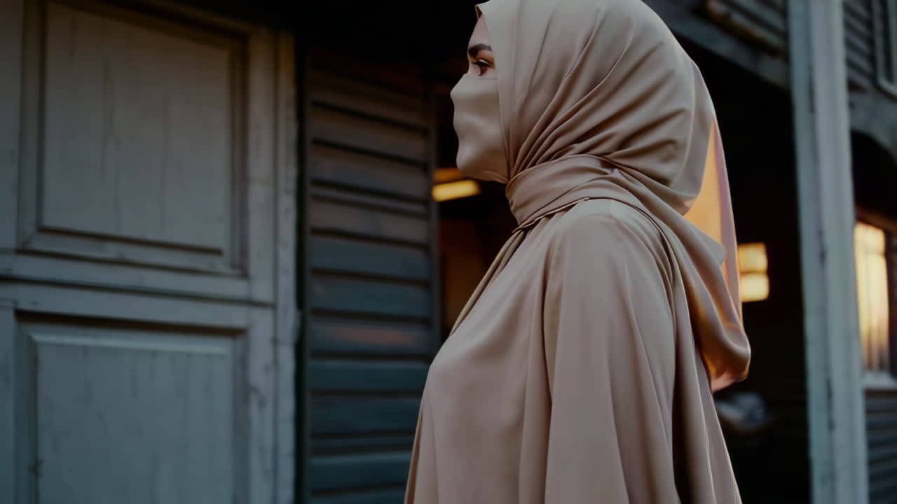 Woman in Beige Hijab