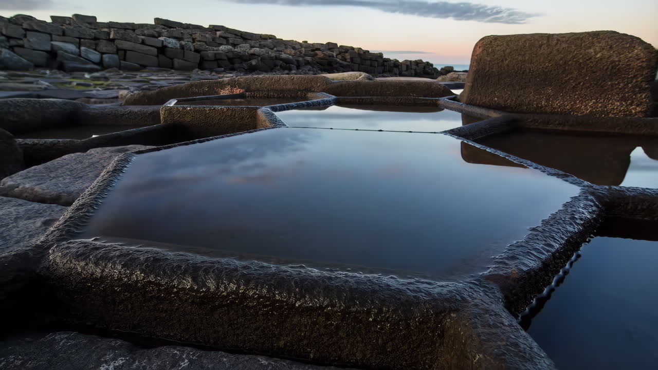 Giant's Causeway rock formations at sunset