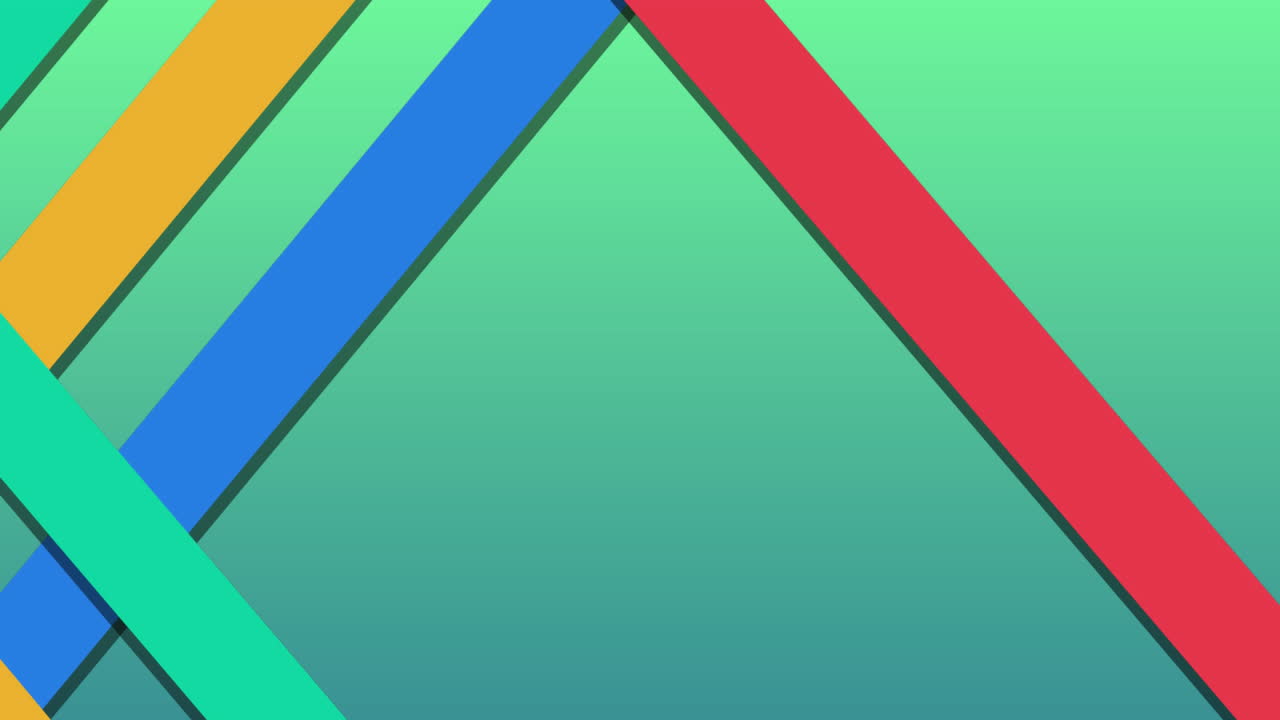 animación de rayas diagonales multicolores sobre un fondo verde