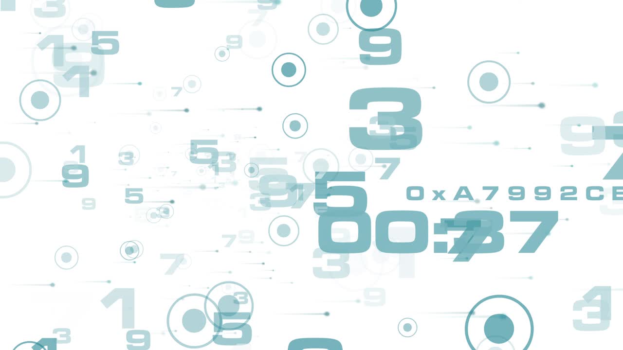 rociado de números y círculos sobre fondo blanco