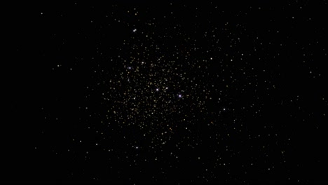 looped 3d animation beautiful gold floating dust particles with flare on black background slow