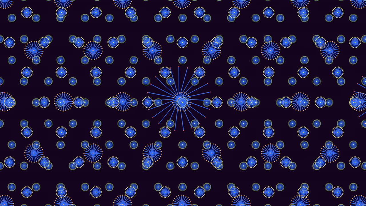 Flowing symphony abstract blue and purple circle pattern on dark background