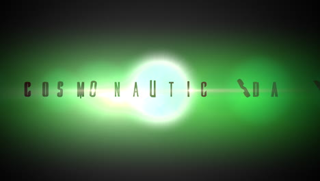 cosmonautics day with green flash of star in galaxy