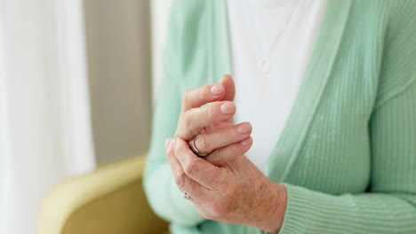 hands, pain and arthritis with a senior woman