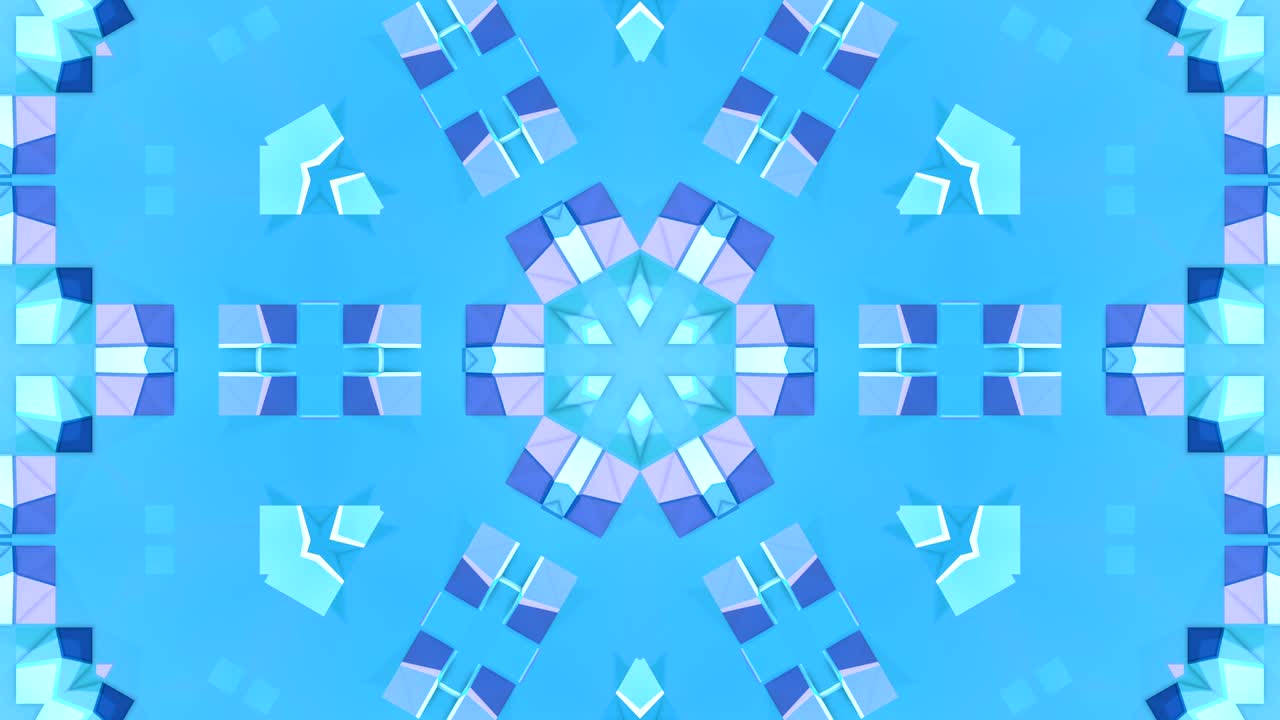 ポリジオメトリック・アブストラクト・バックグラウンド - 動くステンドグラスまたはカレードスコップの効果として4kでループ 3d アニメーション人気のローポリスタイルでシームレスな映像ブルーカラー v9