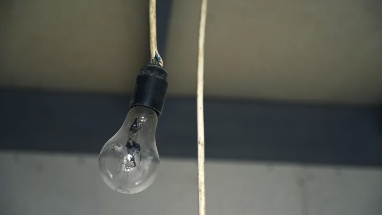 Old and dusted bulb light in under construction interior