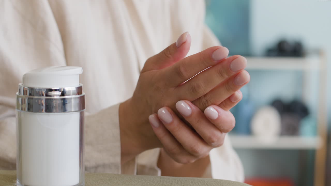 Applying Hand Cream for Skincare