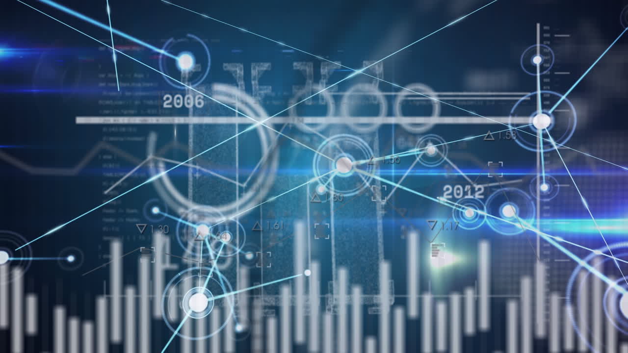 파란색 배경에 있는 데이터 처리의 애니메이션